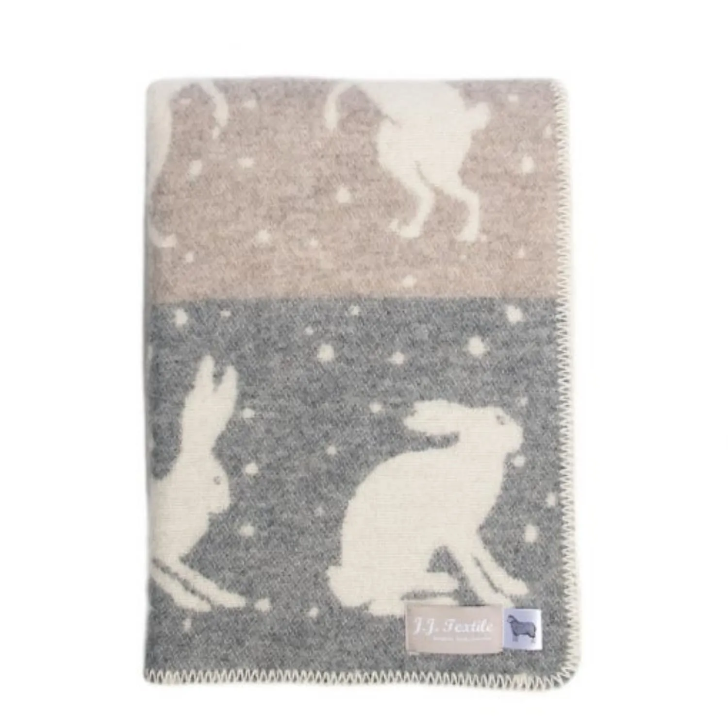 Brown Hares In Snow Blanket - Grey, Wool image