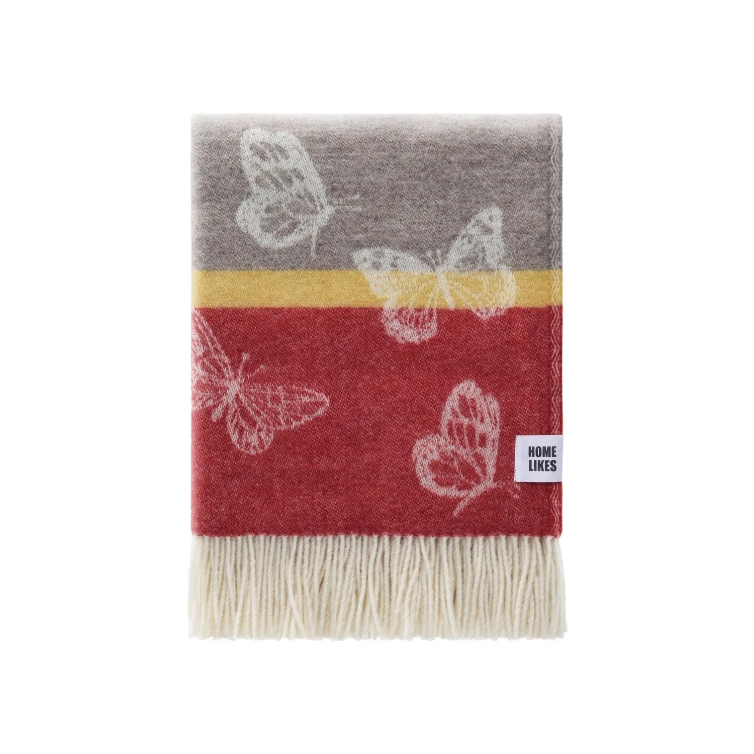 Butterfly Stripe Wool Throw - Brown, Wool image