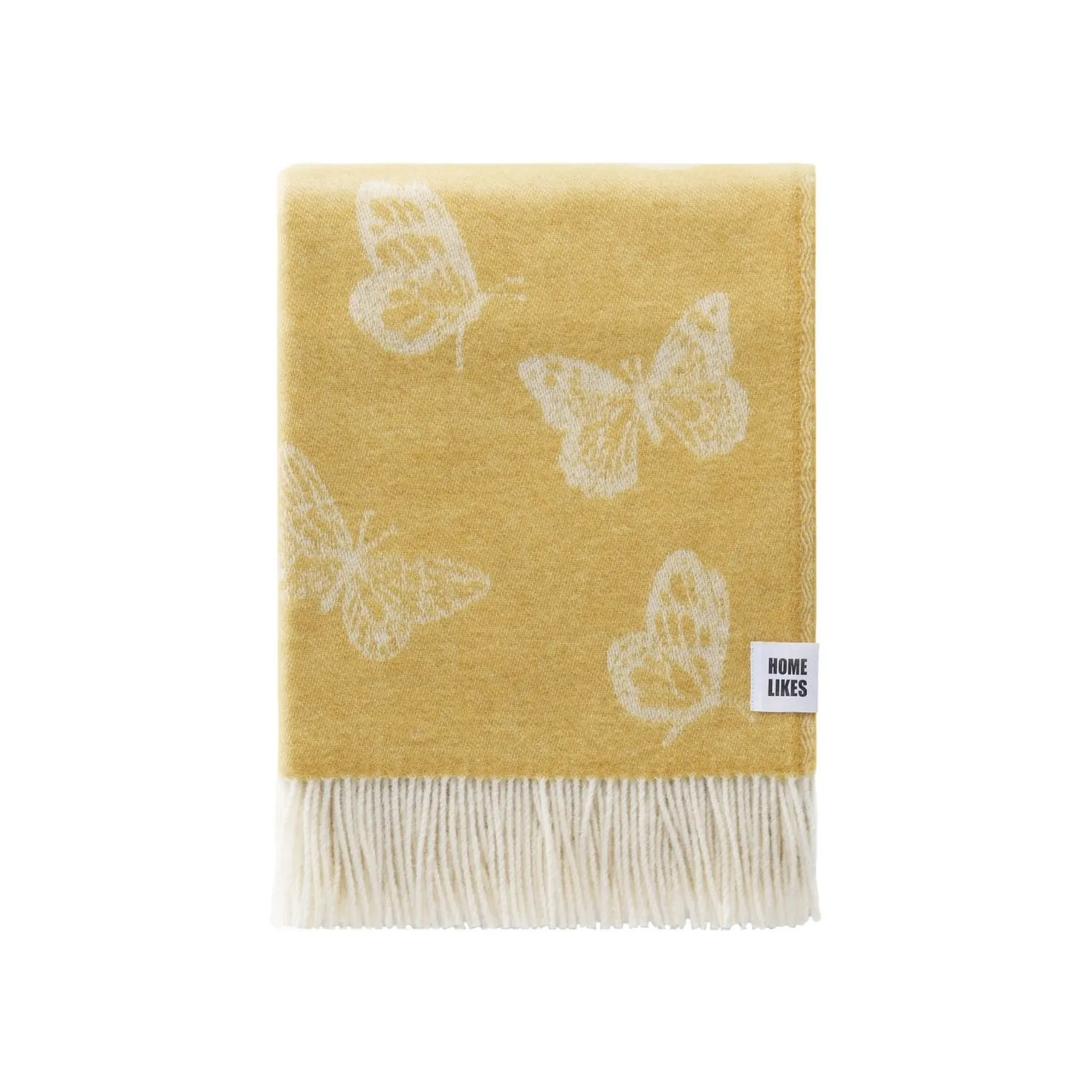 Butterfly Wool Throw - Yellow, Wool