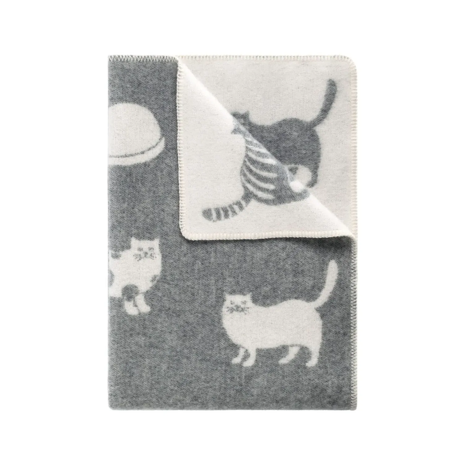 Cat Small Wool Blanket - Grey