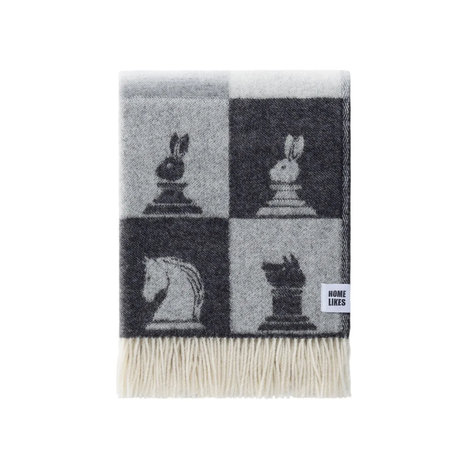 Chess Pattern Wool Throw - Neutral, Wool Blend image