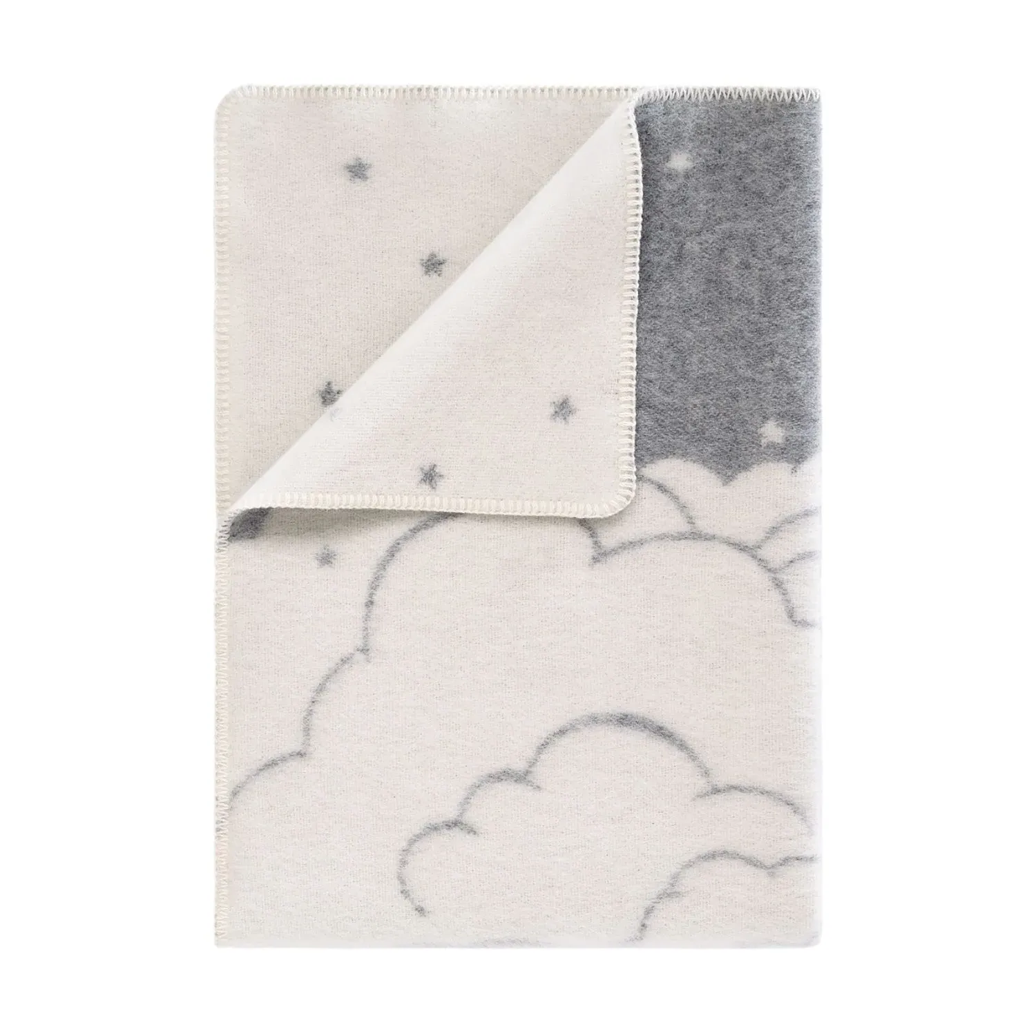 Clouds Small Wool Blanket - Grey