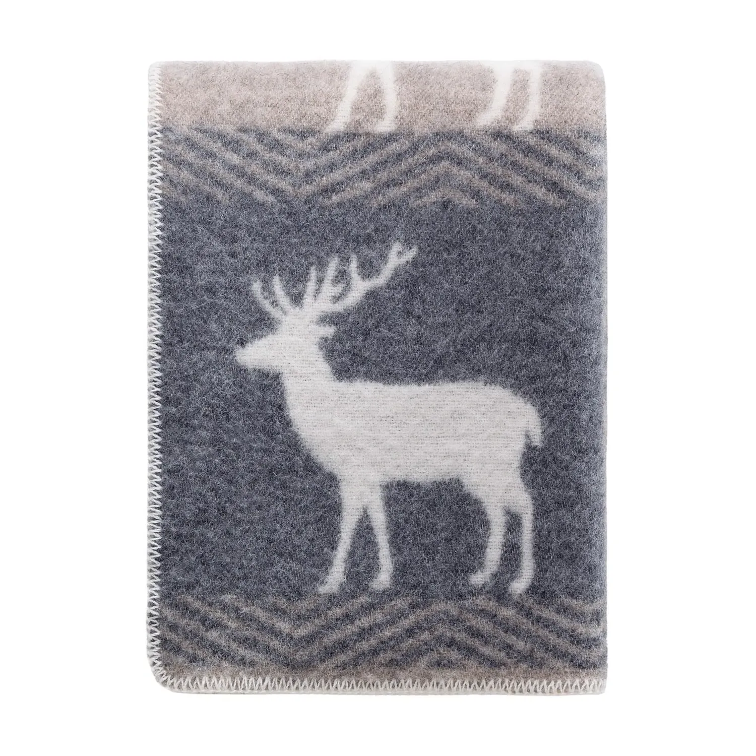 Deer Wool Blanket - Grey/Brown image