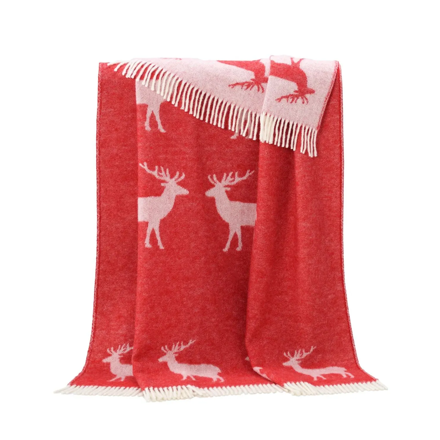 Deer Wool Throw - Red, Wool