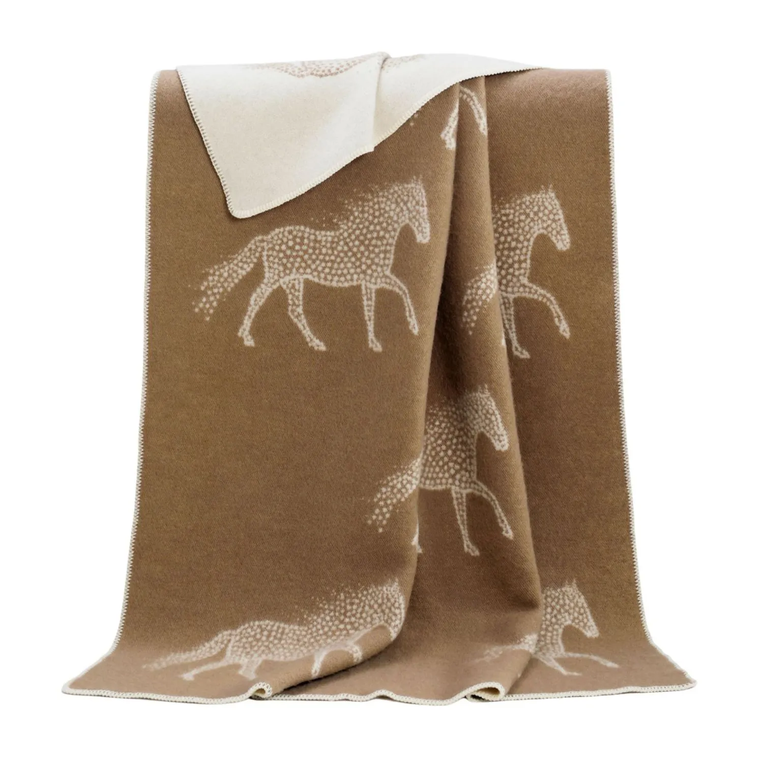 Dot Horse Wool Blanket - Brown, Wool image