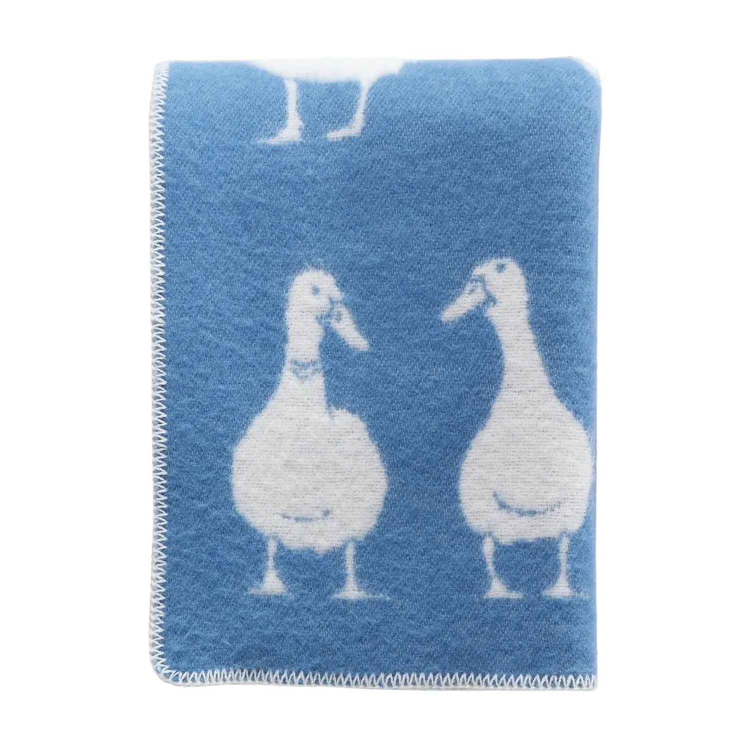 Duck Pattern Wool Blanket - Blue image