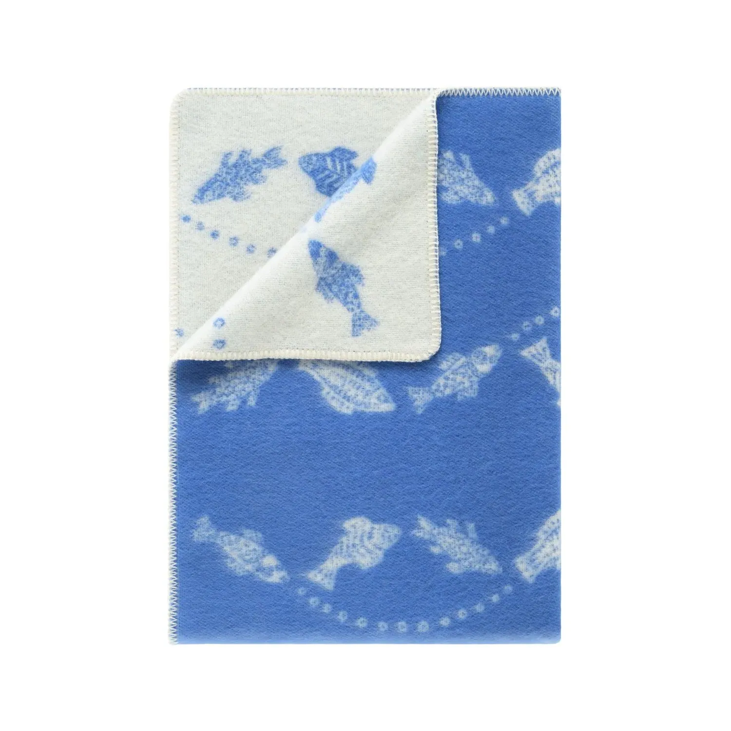 Fish Small Wool Blanket - Blue