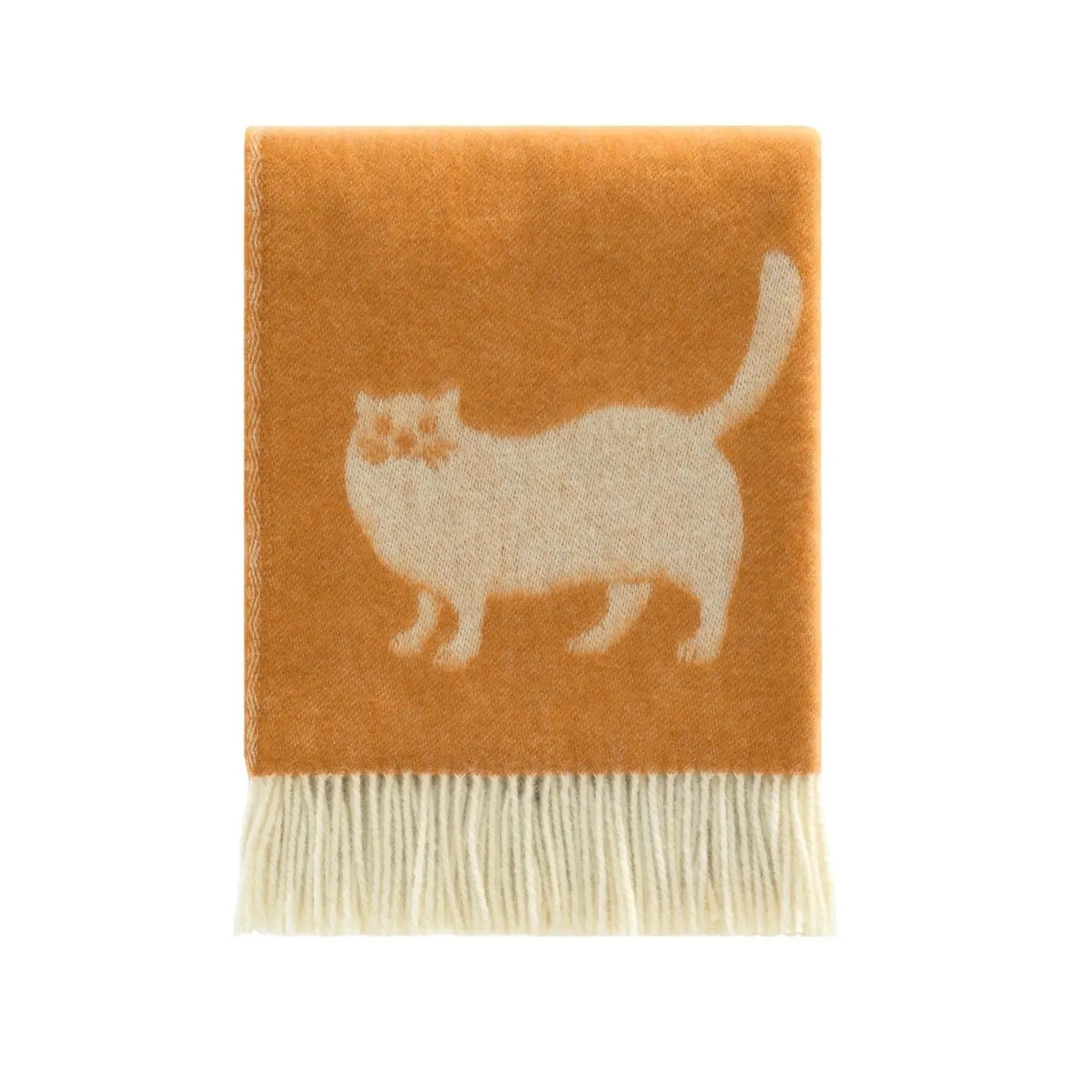 Ginger Cat Wool Throw - Orange, Wool image