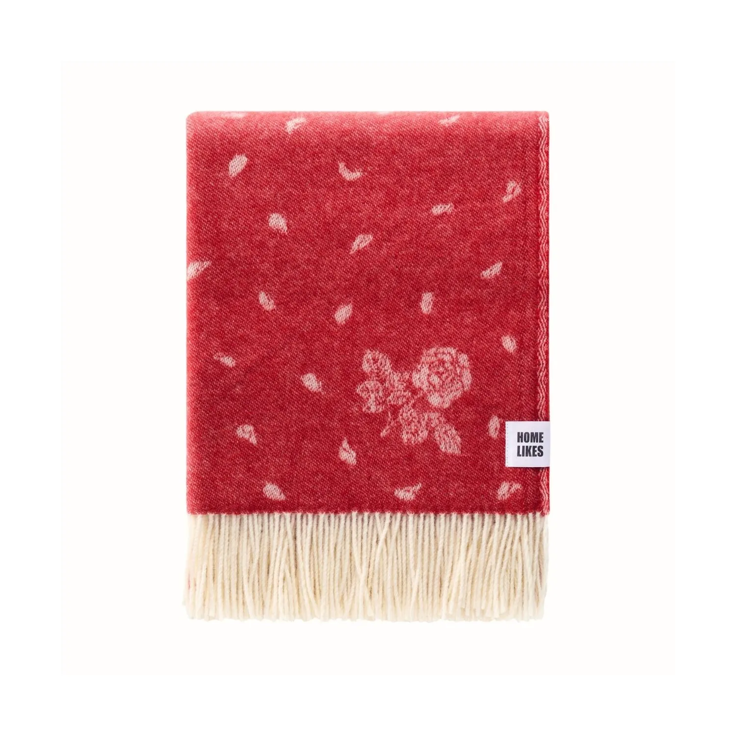 Hearts Wool Throw - Red, Wool