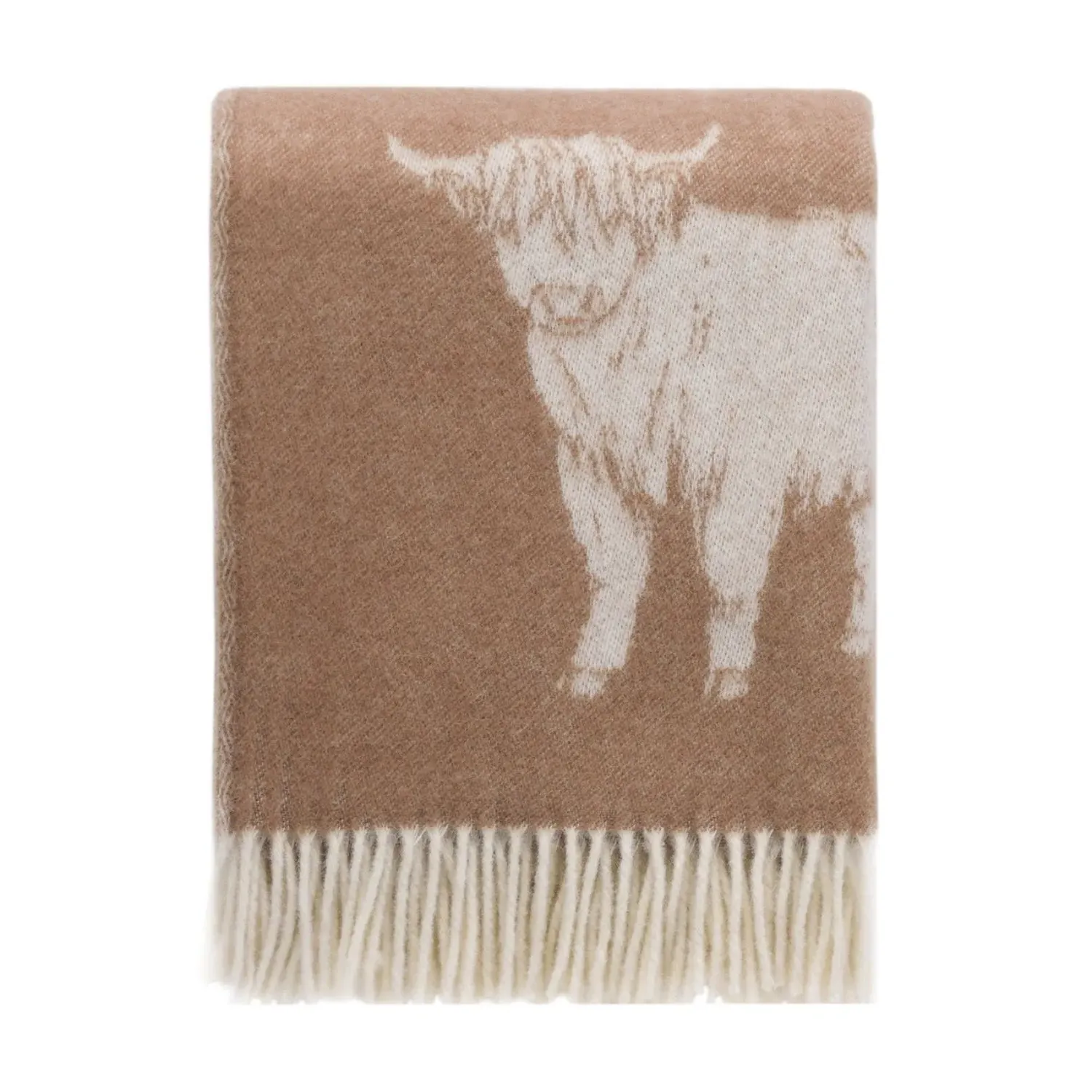 Highland Cow Wool Throw - Brown, Lamb's Wool image