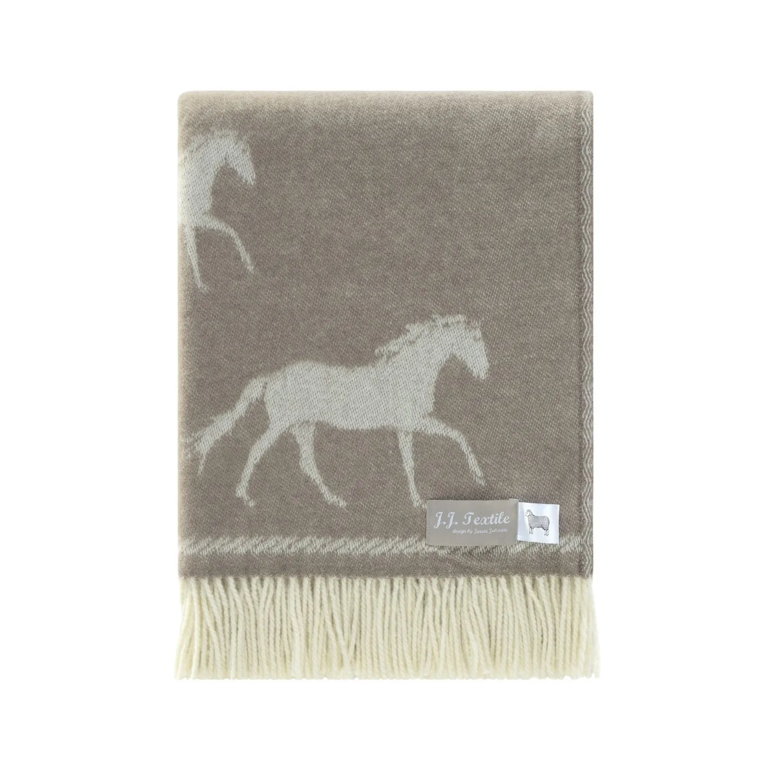 Horse Pure Merino Wool Throw - Brown, Merino Wool