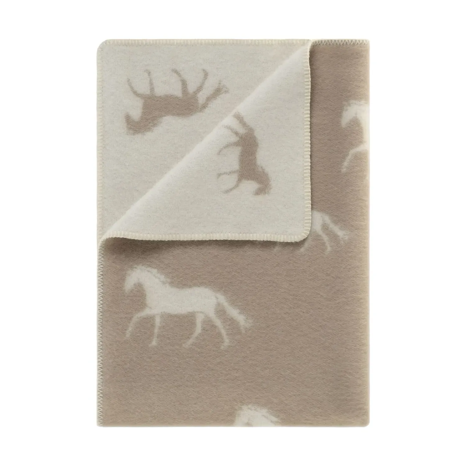 Horses Small Wool Blanket - Brown