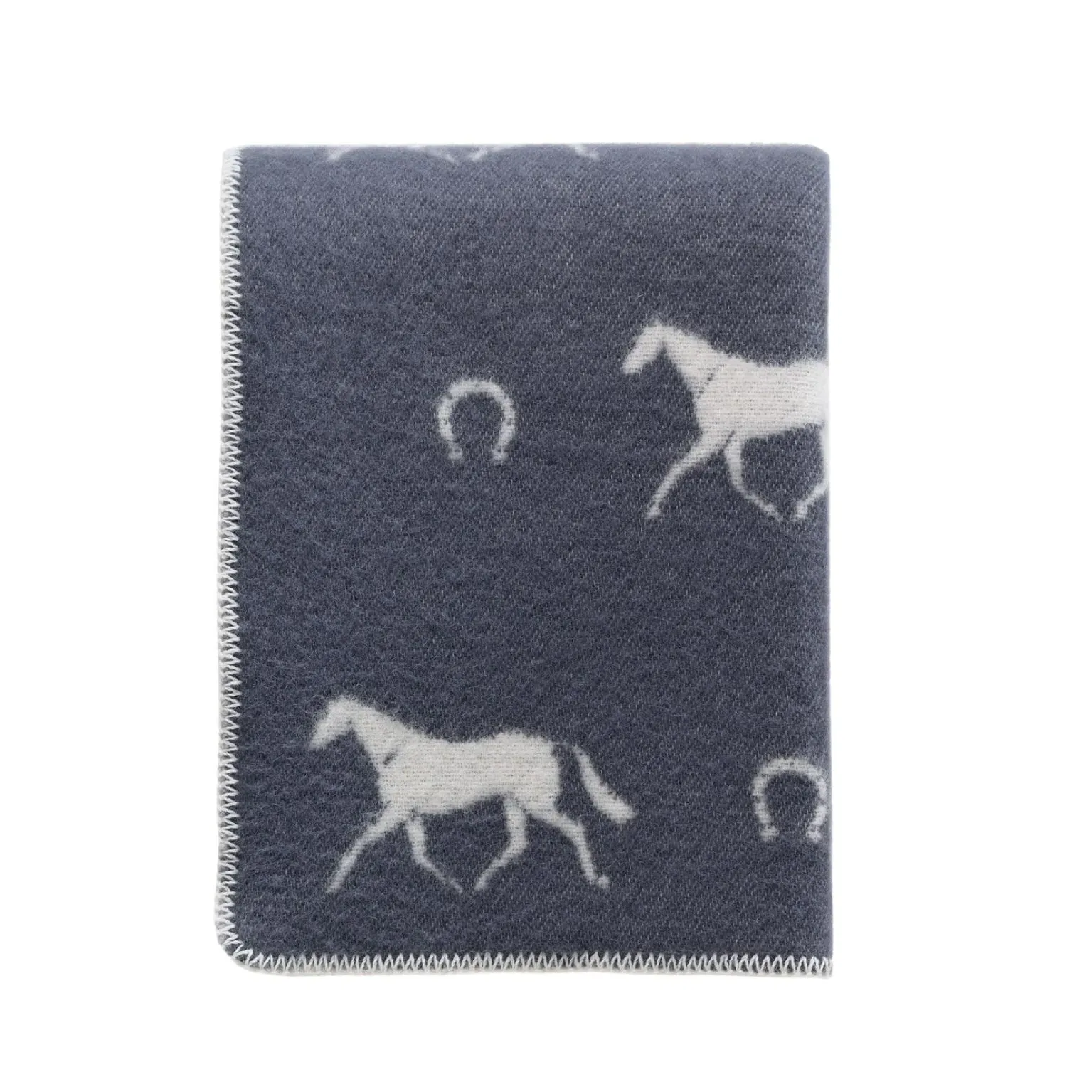 Horseshoe Wool Blanket - Grey, Wool image