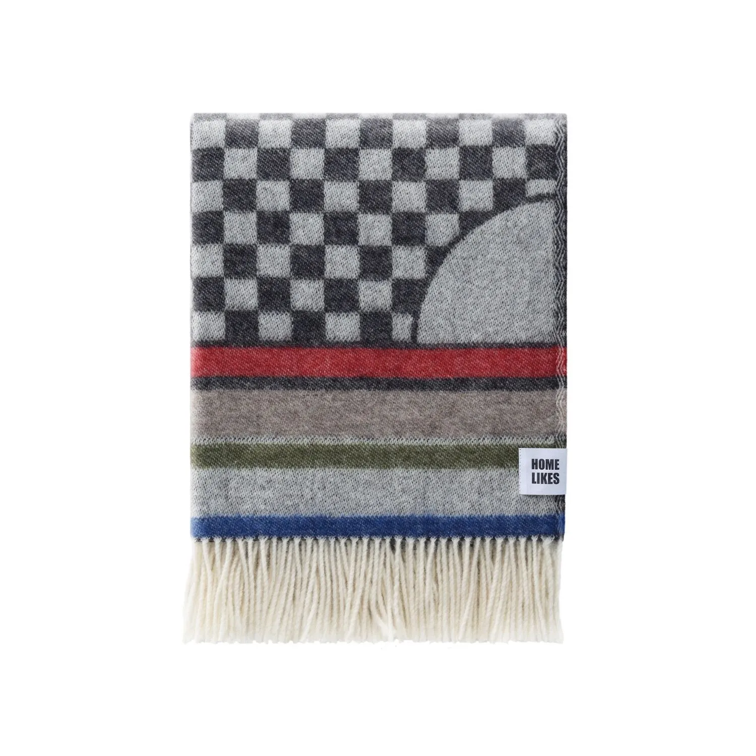 J.j.textile Geometric Wool Throw - Black/White/Red image