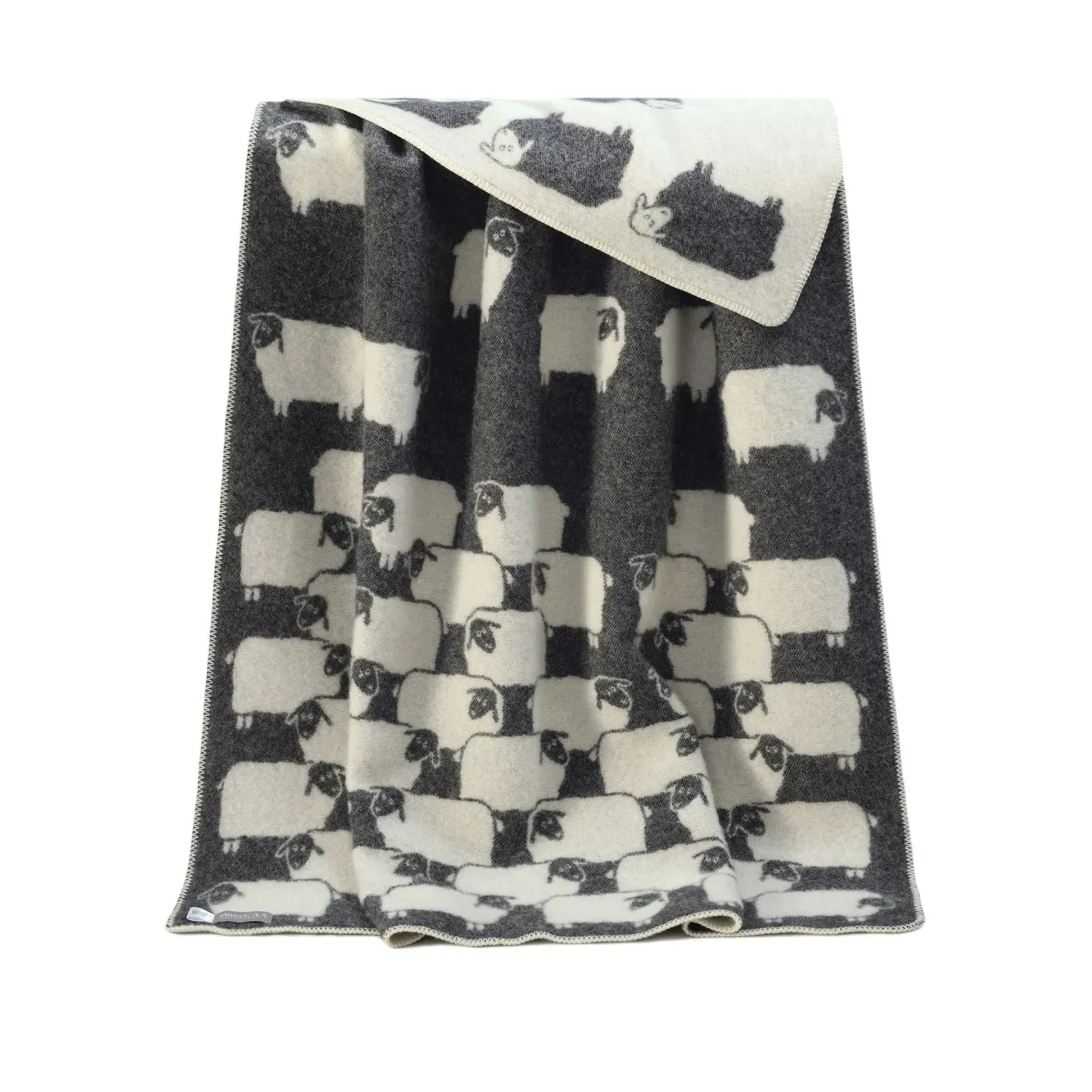 J.j.textile Herd Wool Blanket - Black/White