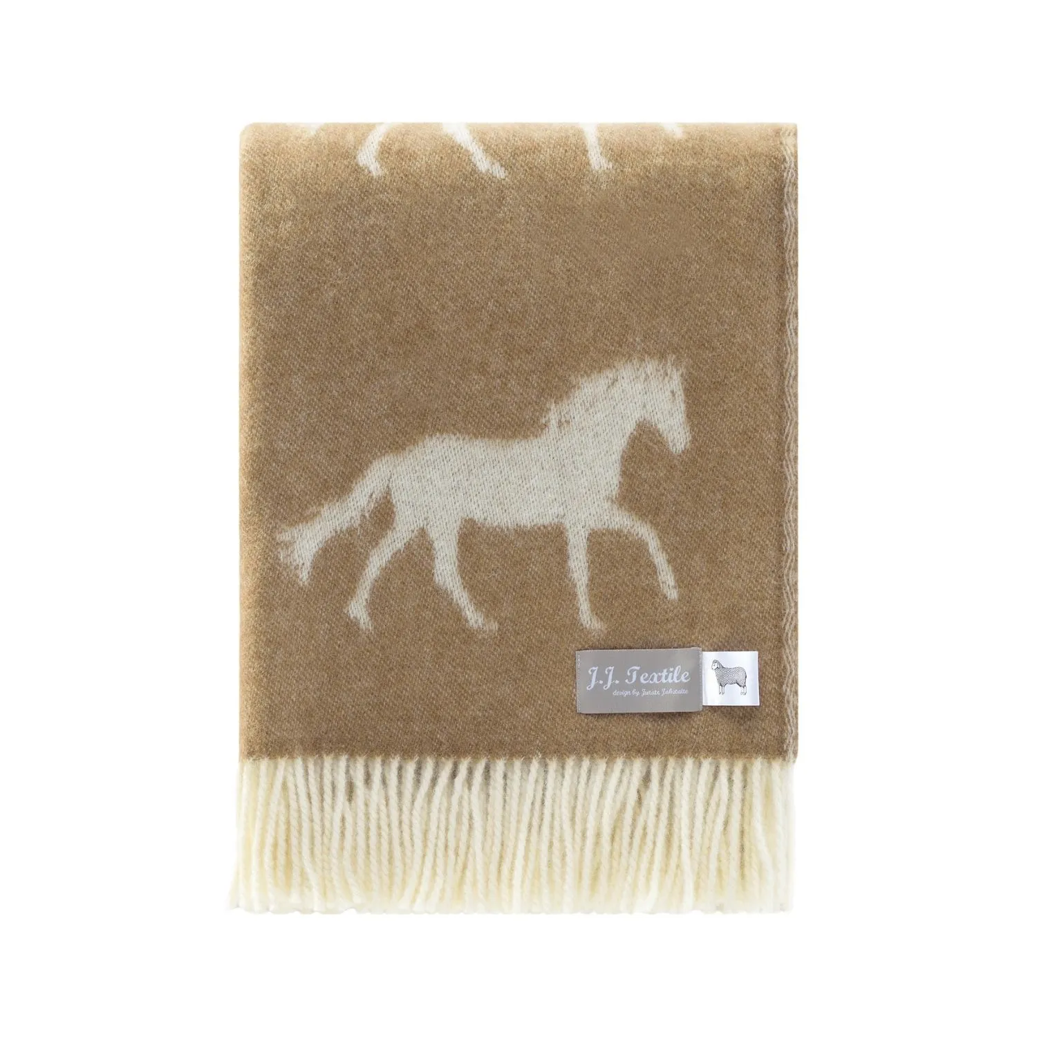 J.j.textile Horse Wool Throw - Brown, White image