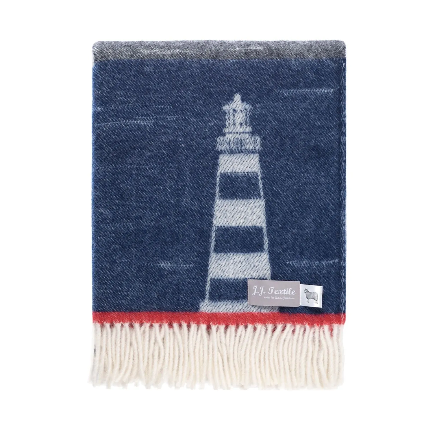 J.j.textile Lighthouse Wool Throw - Blue, White image