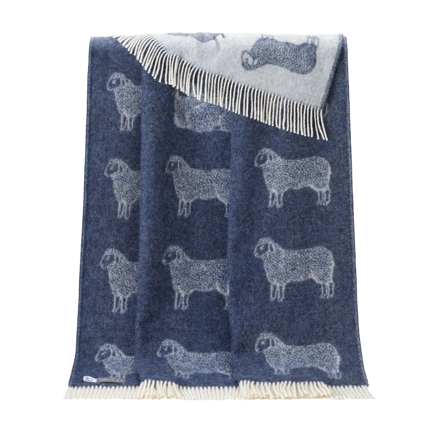 J.j.textile Sheep Wool Throw - Denim Blue, Wool image