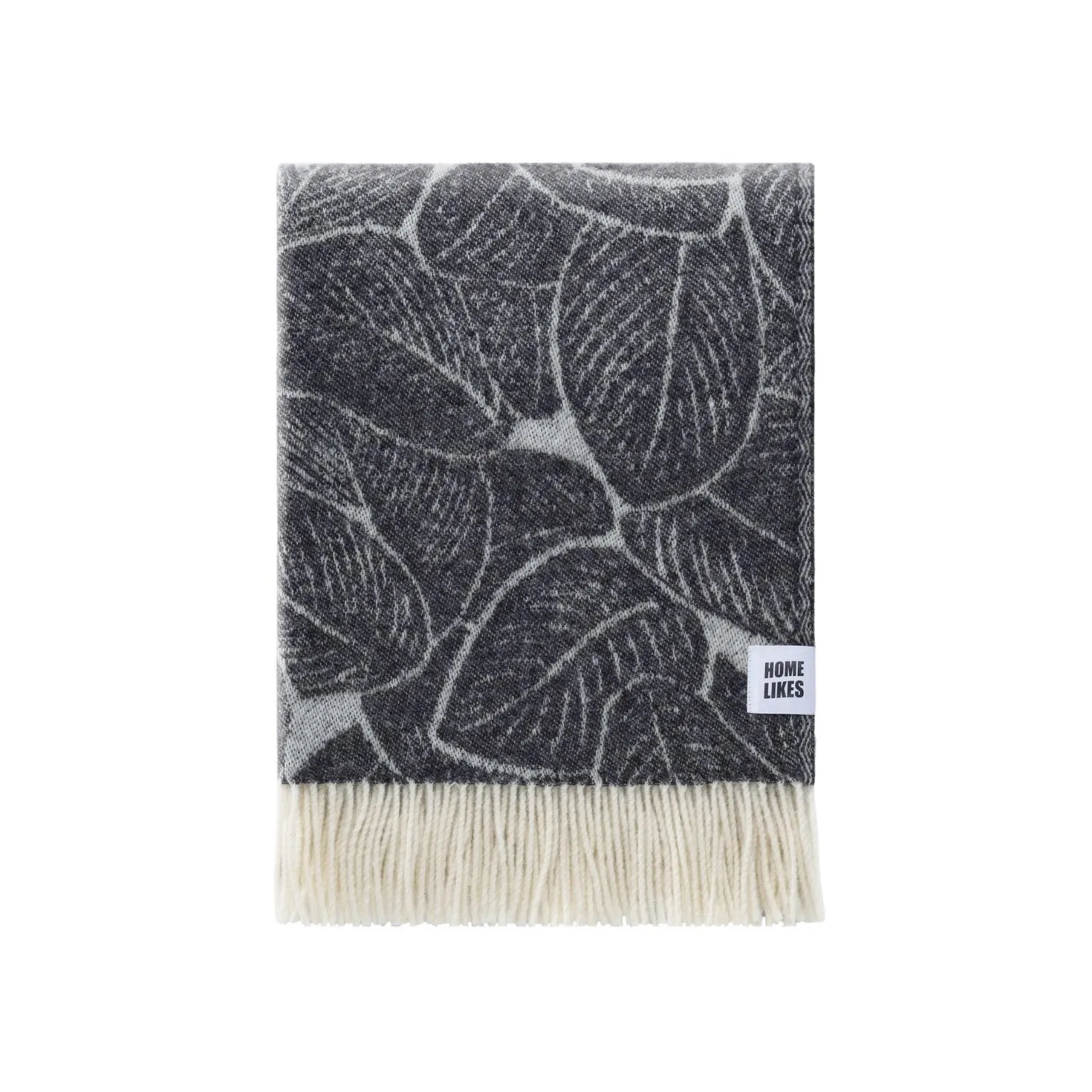 Leaves Wool Throw - Black, Wool image