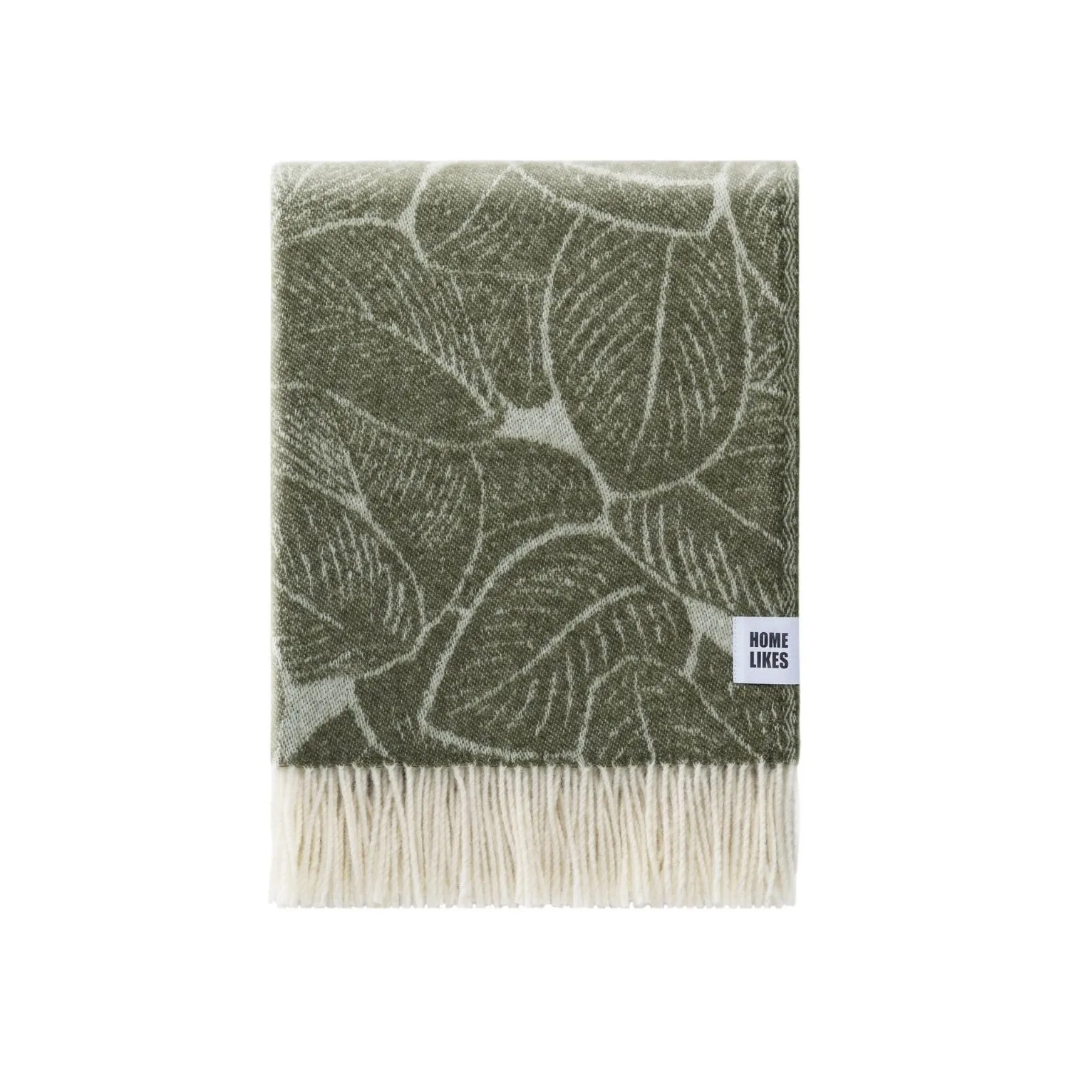 Leaves Wool Throw - Green, Wool