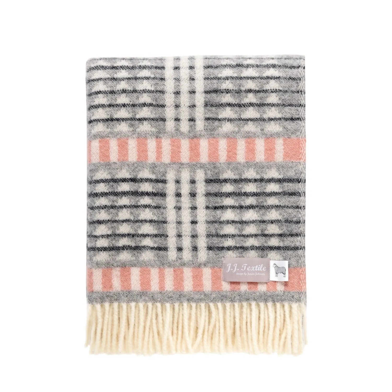 Mika Wool Throw - Pink/Black/Grey image