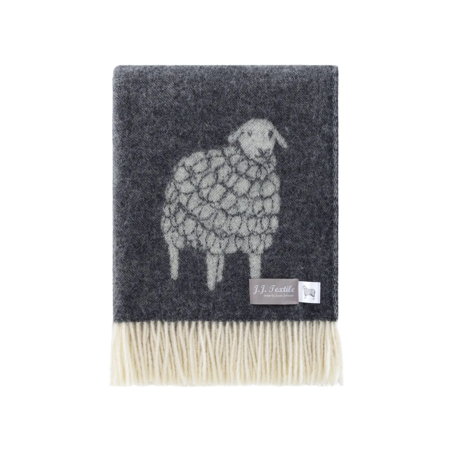 Mima Sheep Wool Throw - Black/White, Wool