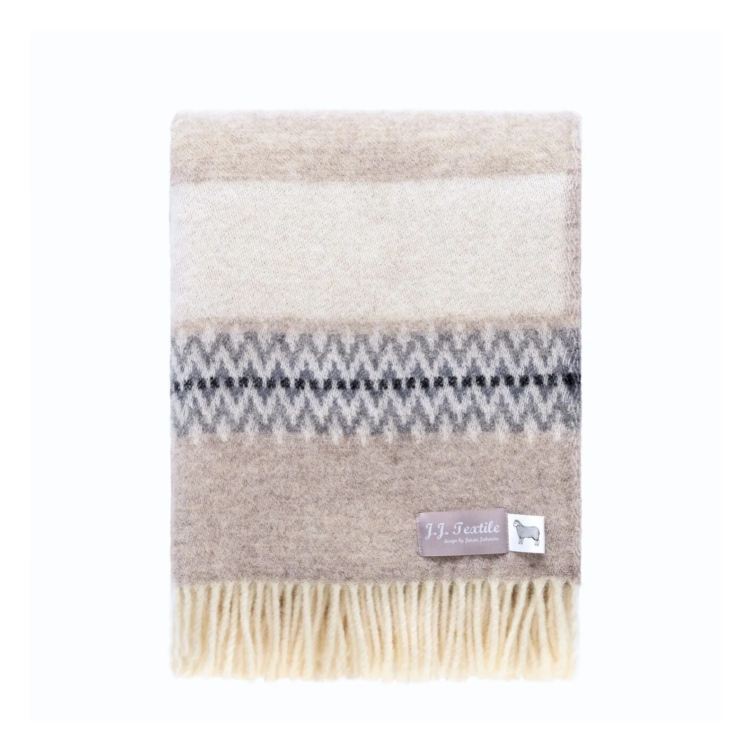 Mita Wool Throw - Grey/Brown/White image