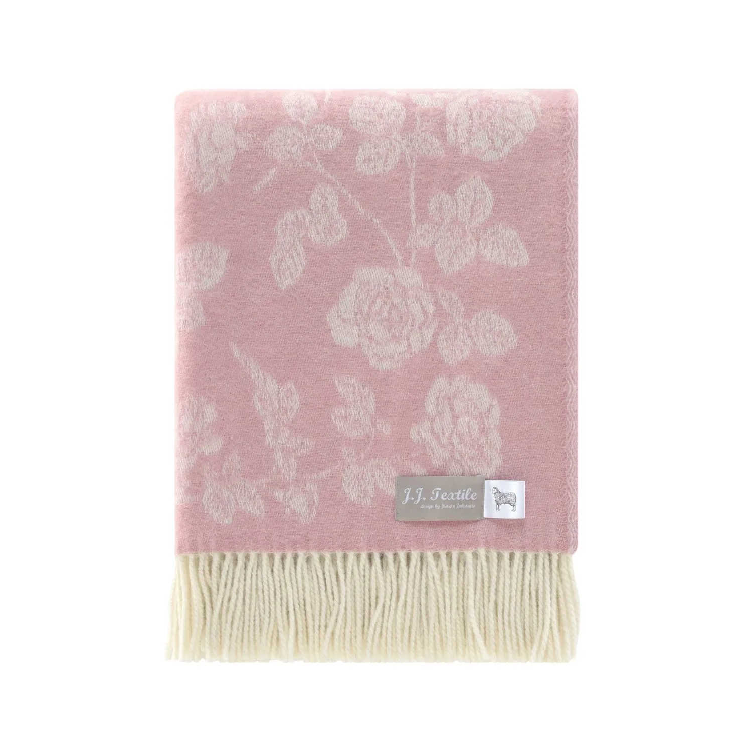 My Roses Merino Wool Throw - Pink, Merino Wool