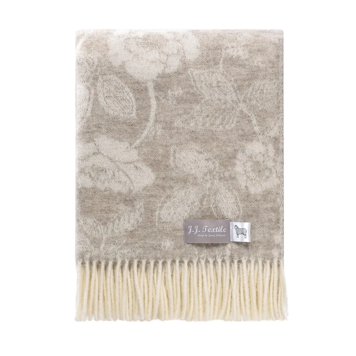 Neutrals Flowers Wool Throw - Brown, Wool image