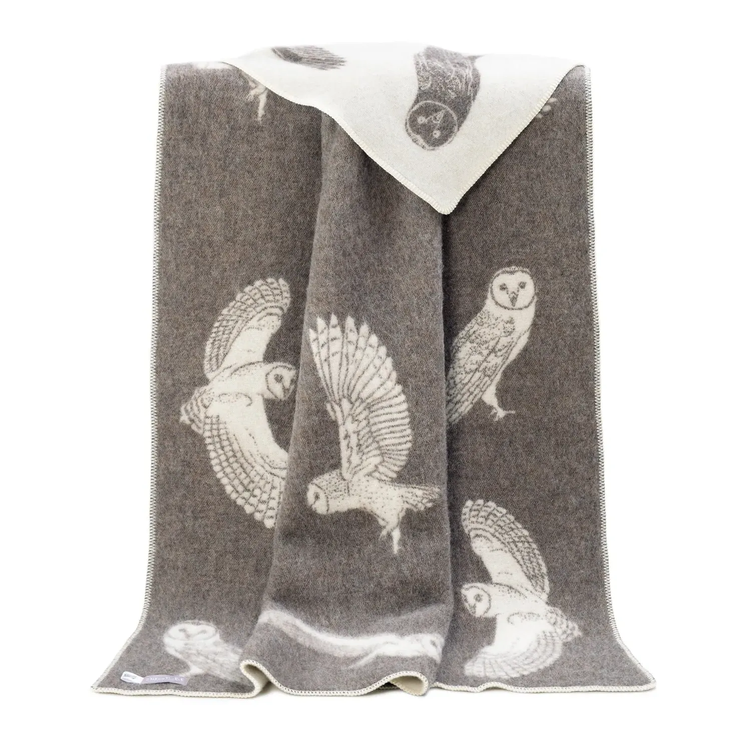 Owl Wool Blanket - Brown/White image