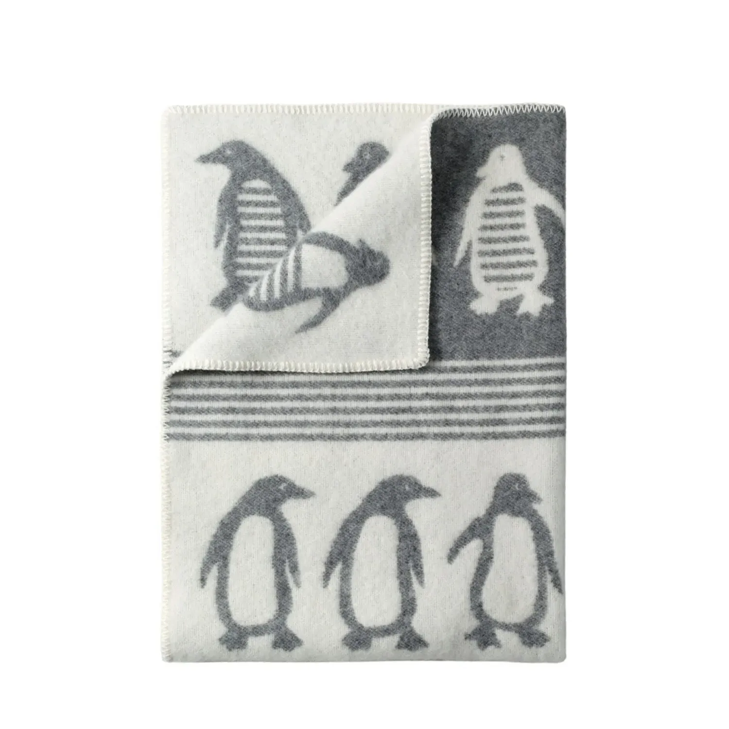 Penguin Small Wool Blanket - Grey