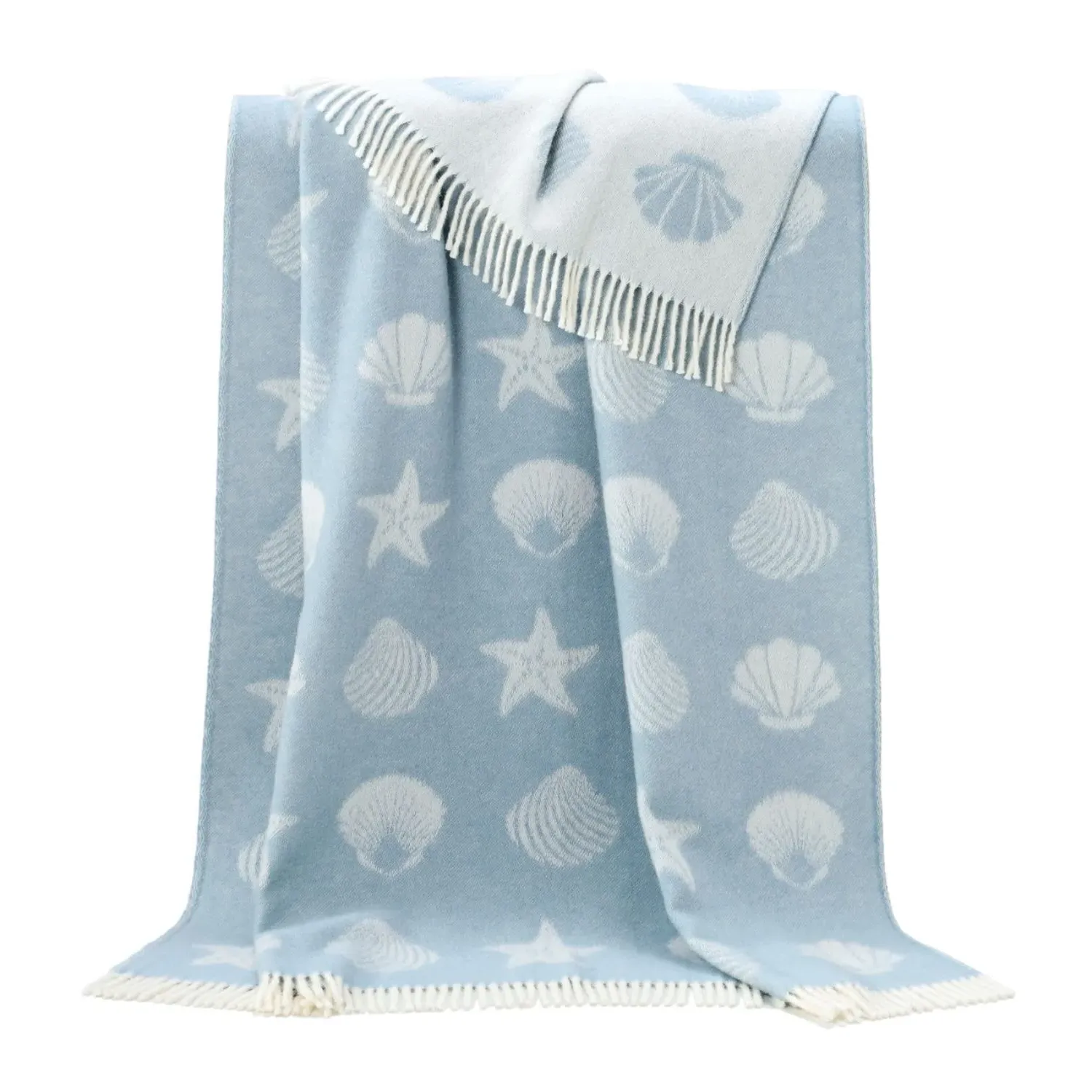 Seashells Wool Throw - Blue/White image