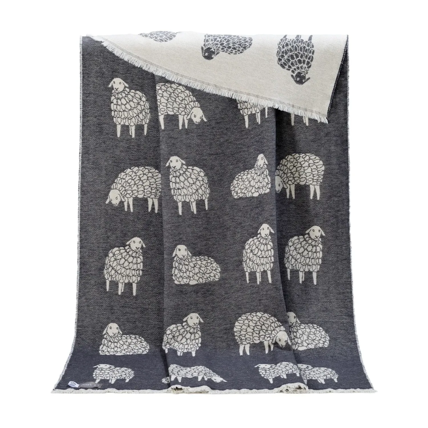 Sheep Mima Throw - Dark Grey, Cotton image