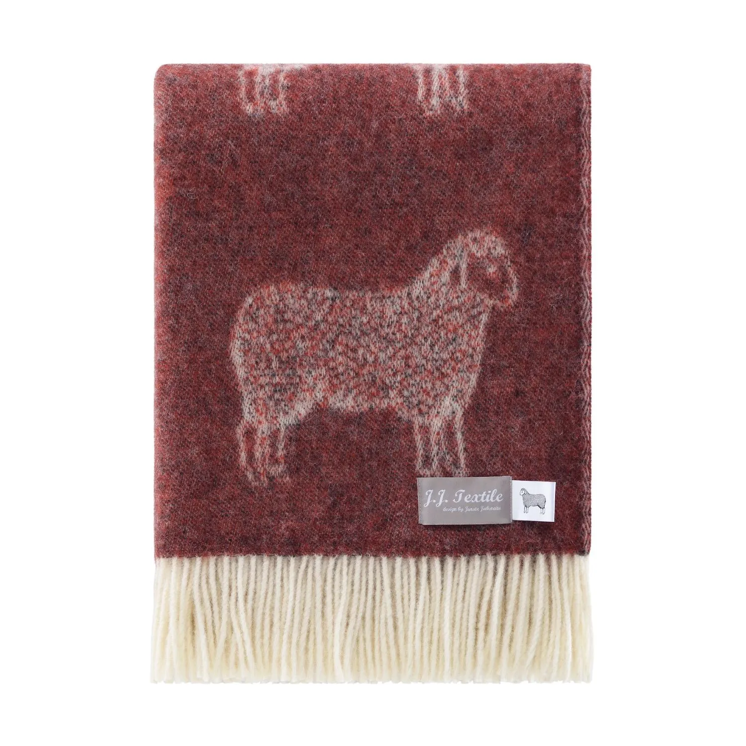 Sheep Wool Throw - Burgundy, Wool