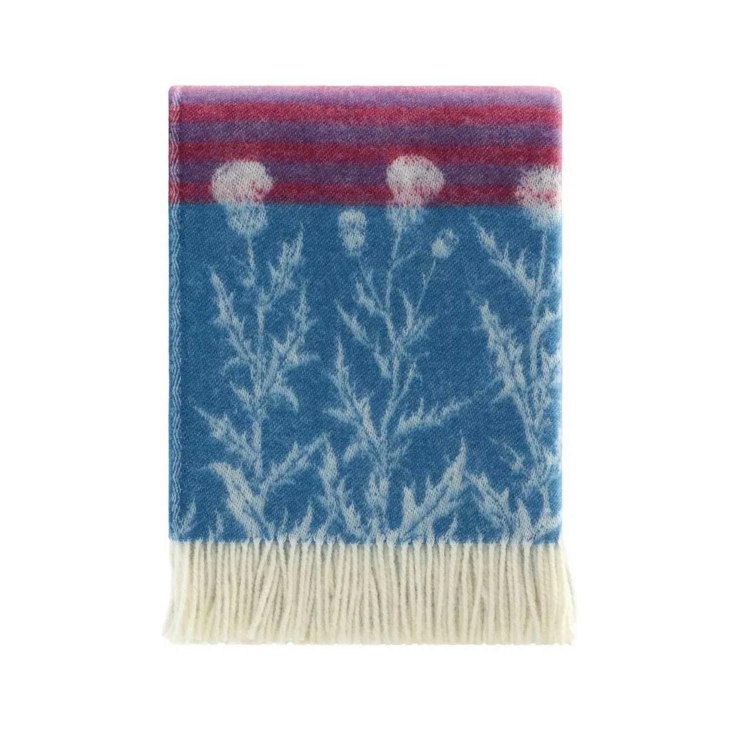 Thistle Reversible Wool Throw - Blue, Wool