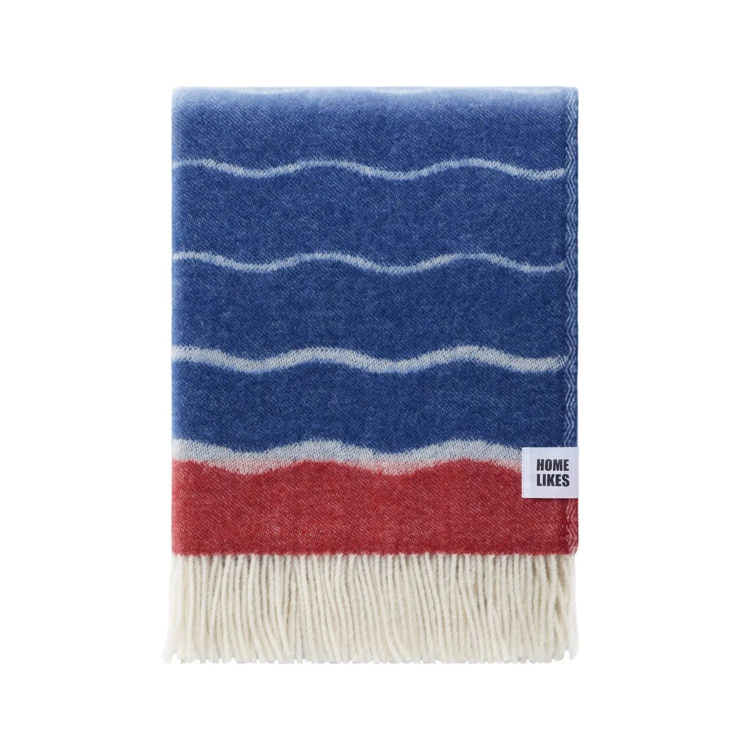 Waves Wool Throw - Blue/Red/White image