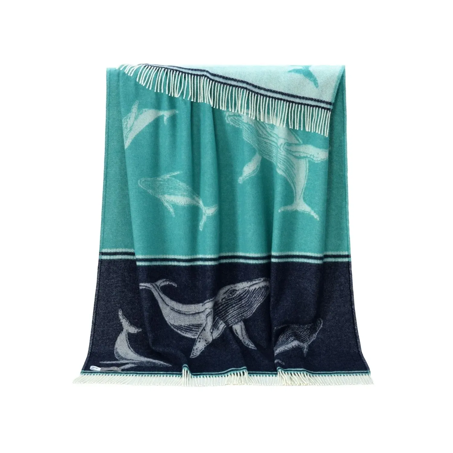 Whale Pure Merino Wool Throw - Navy, Merino Wool