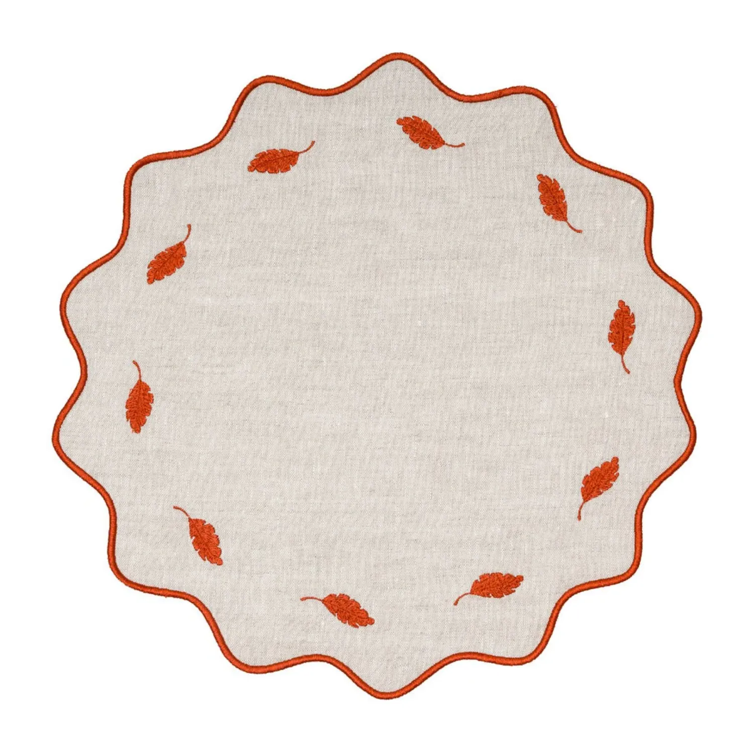 Autumn Flora Placemat Set of Two - Neutrals, Turkish Linen image