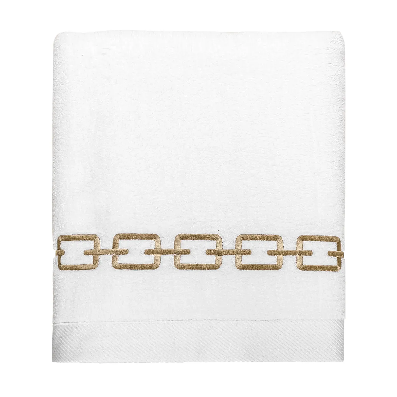 Chain Embroidery Bath Towel - White, Cotton