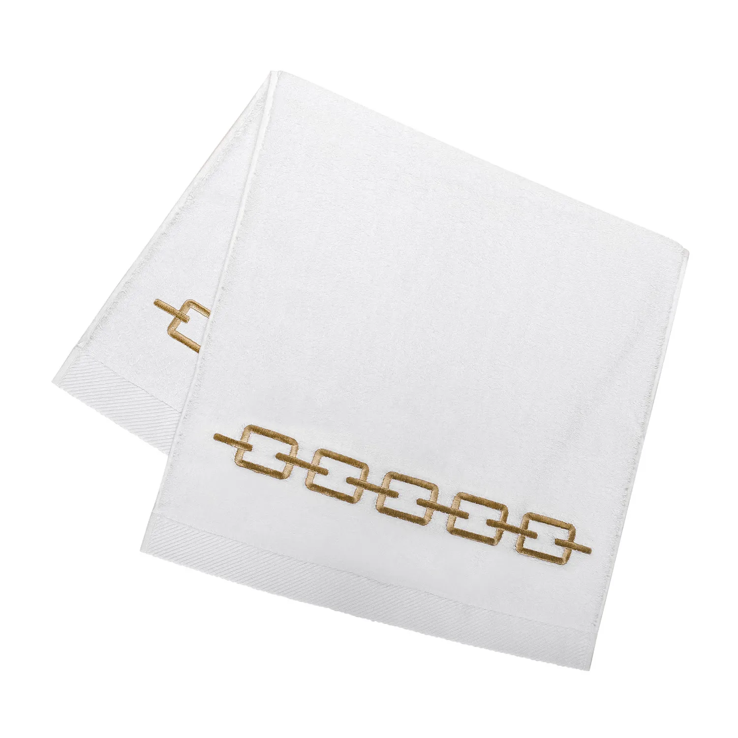 Chain Embroidery Face Towel - White, Cotton
