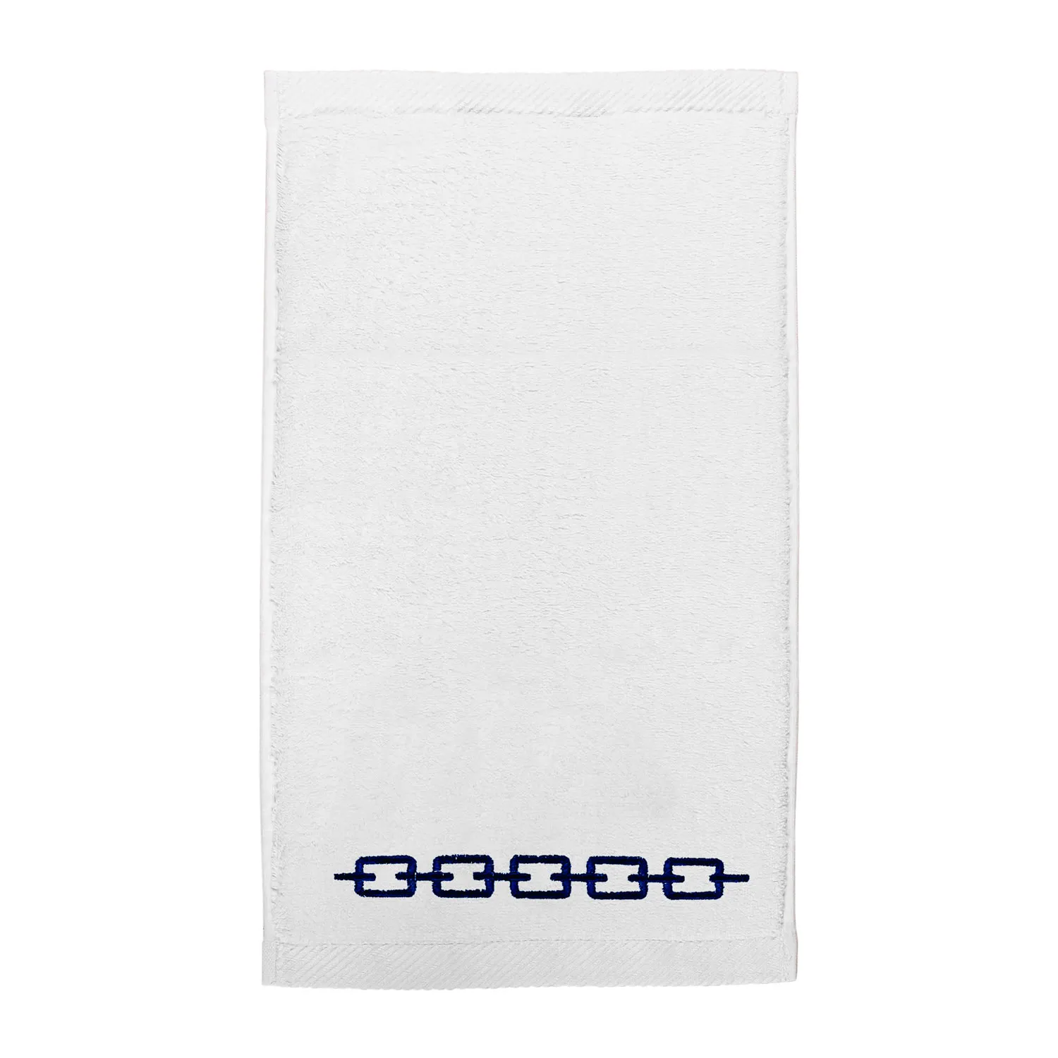 Chain Embroidery Hand Towel - Blue/White, Cotton
