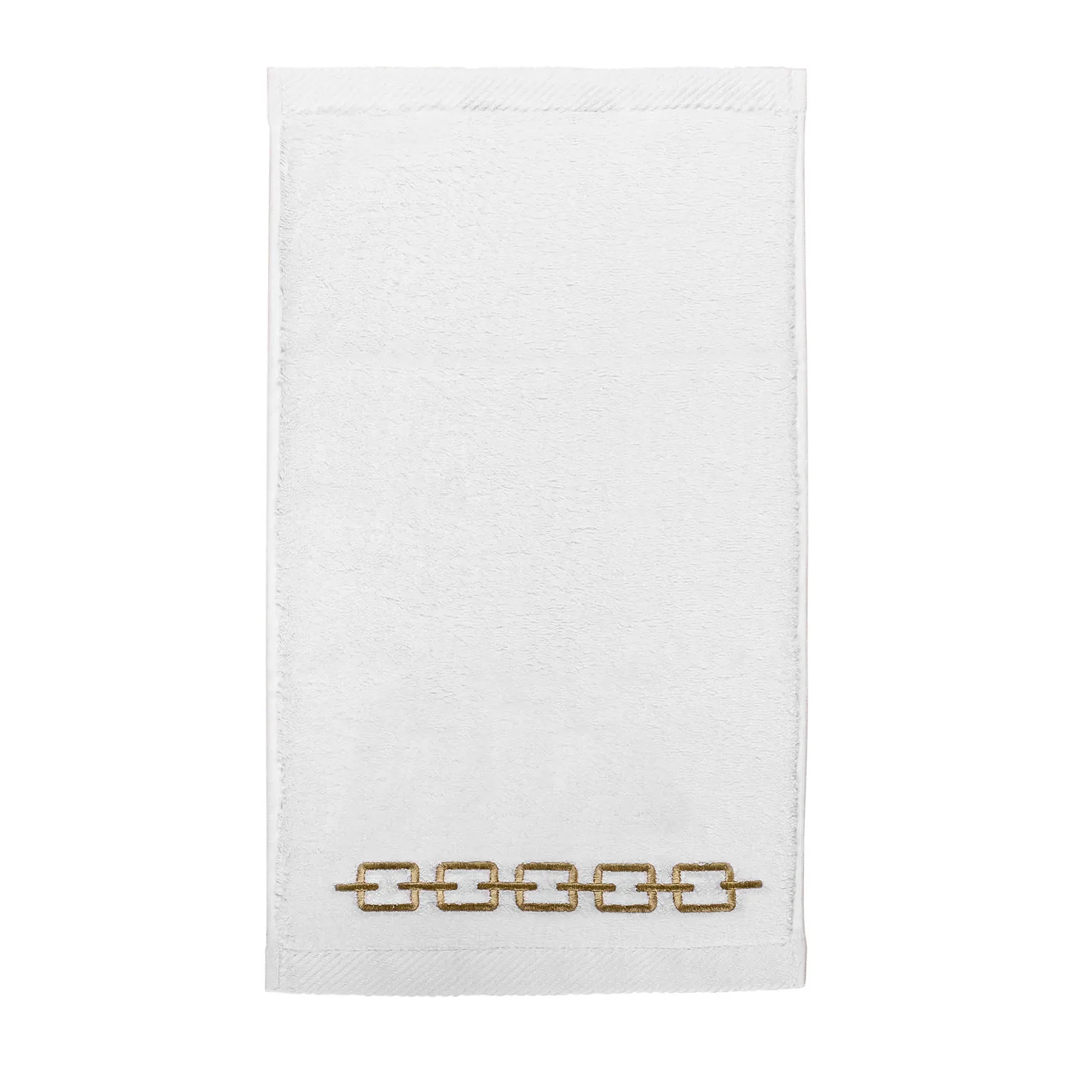 Chain Embroidery Hand Towel - White, Cotton