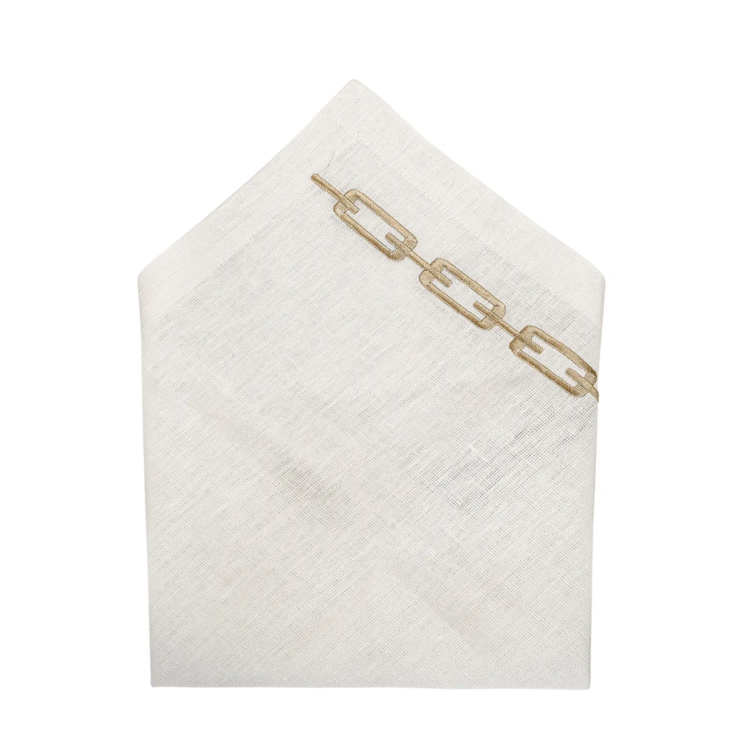 Chain Embroidery Linen Napkin Set of 2 - White