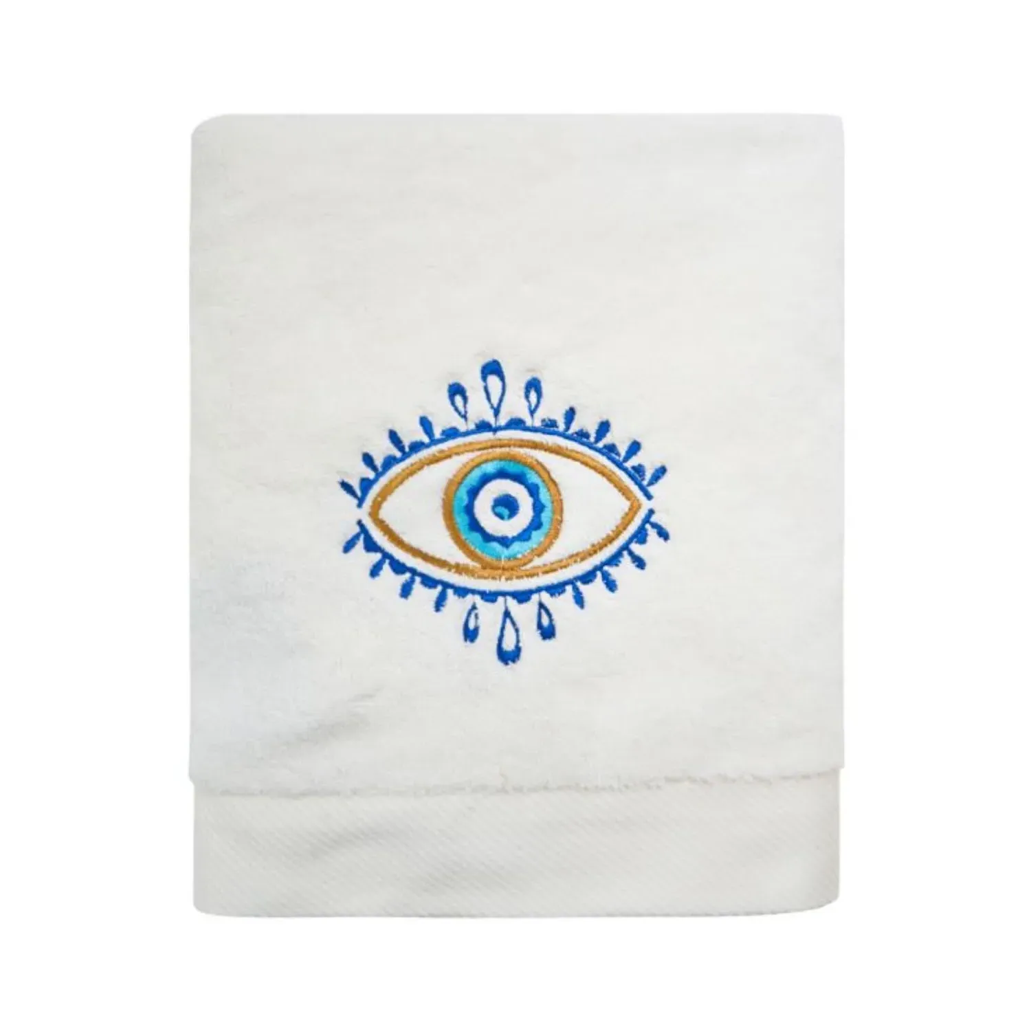 Eye Embroidery Cotton Bath Towel - White image