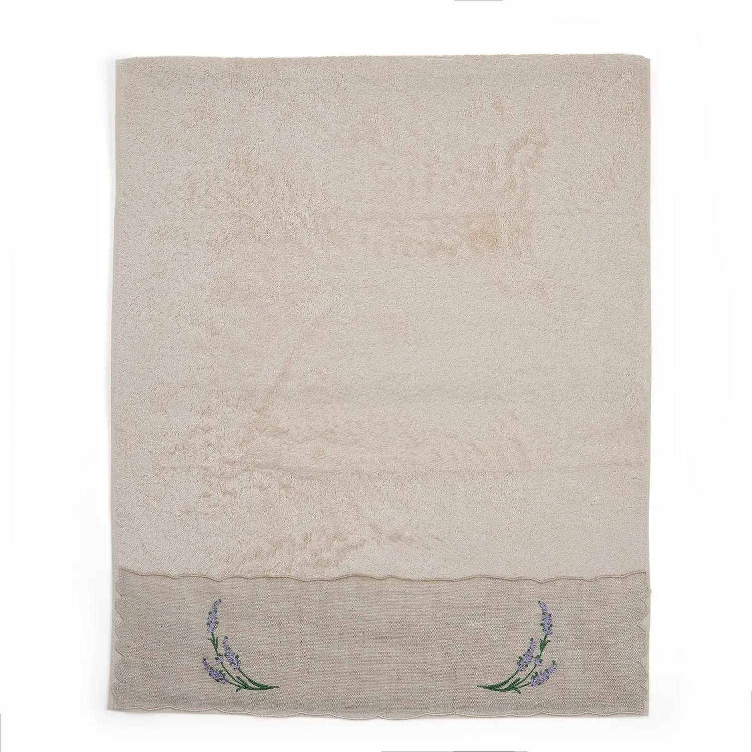 Lavender Embroidered Face Towel - Purple, Cotton