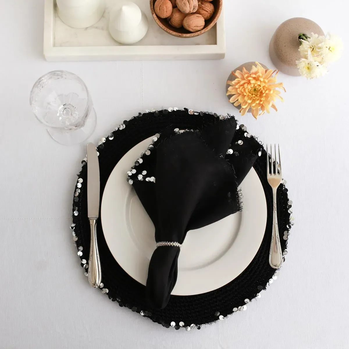 Macrame Round Placemat - Black image