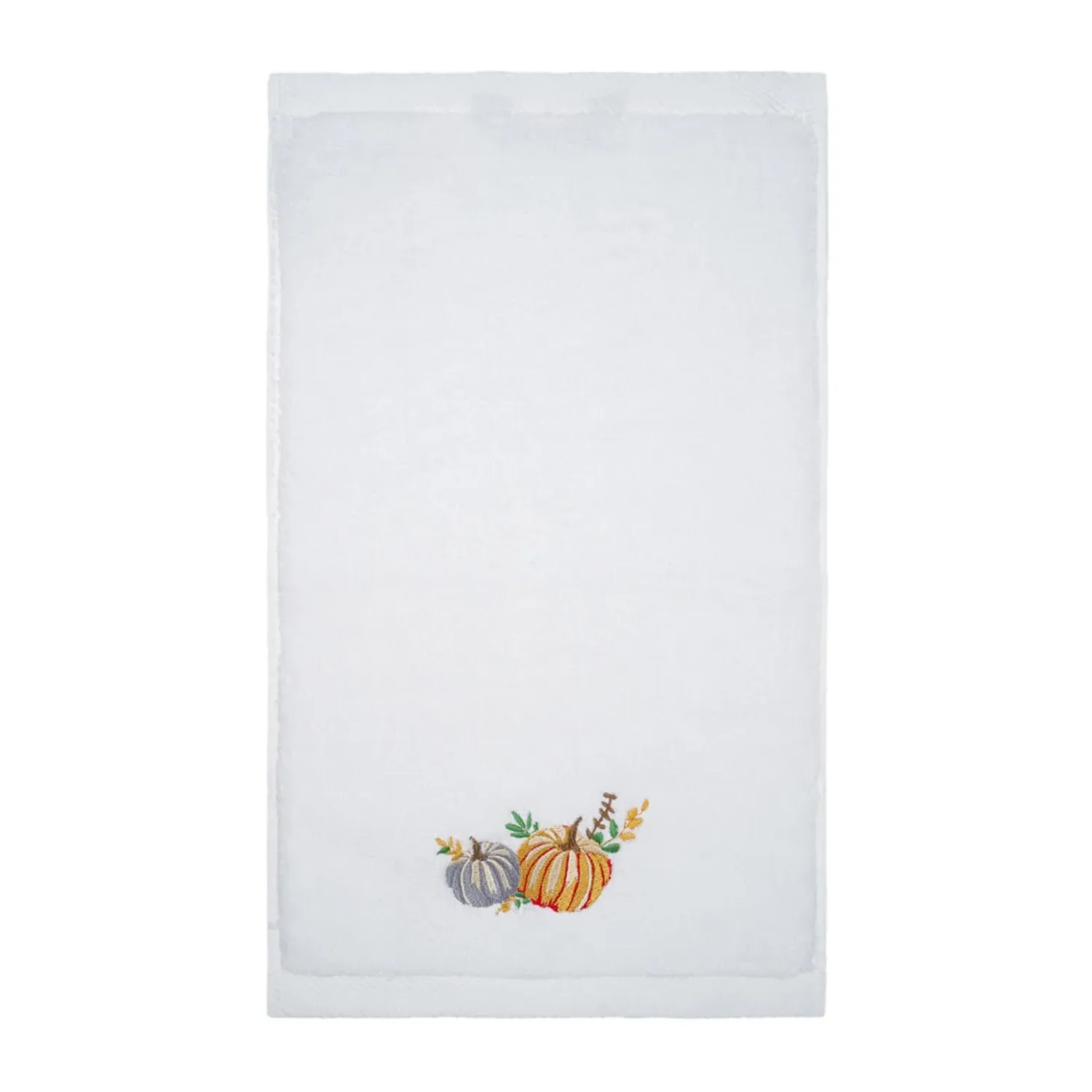 Pumpkin Embroidery Halloween Hand Towel - White image