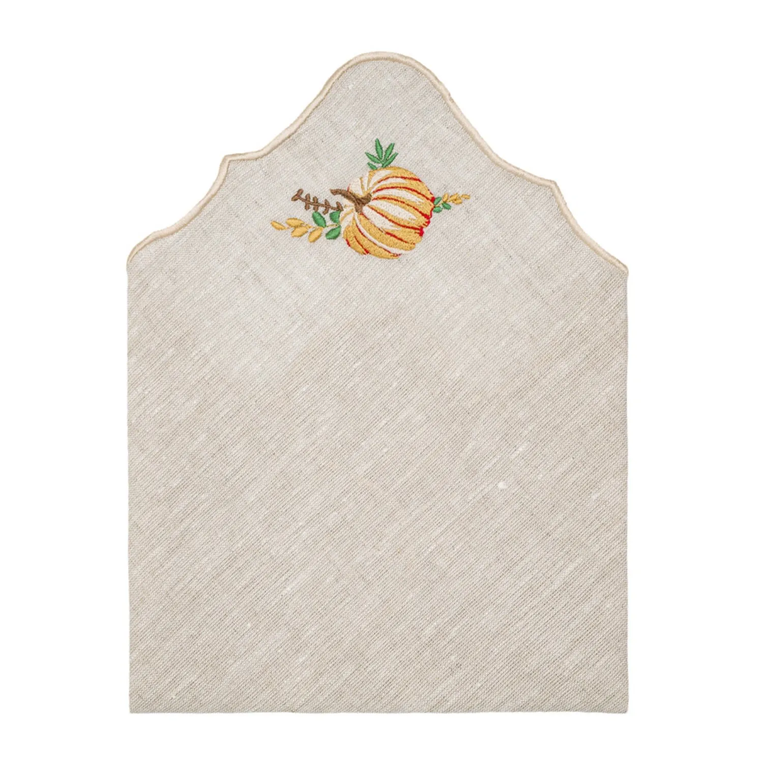 Set of Two Pumpkin Embroidery Linen Napkin - Orange image