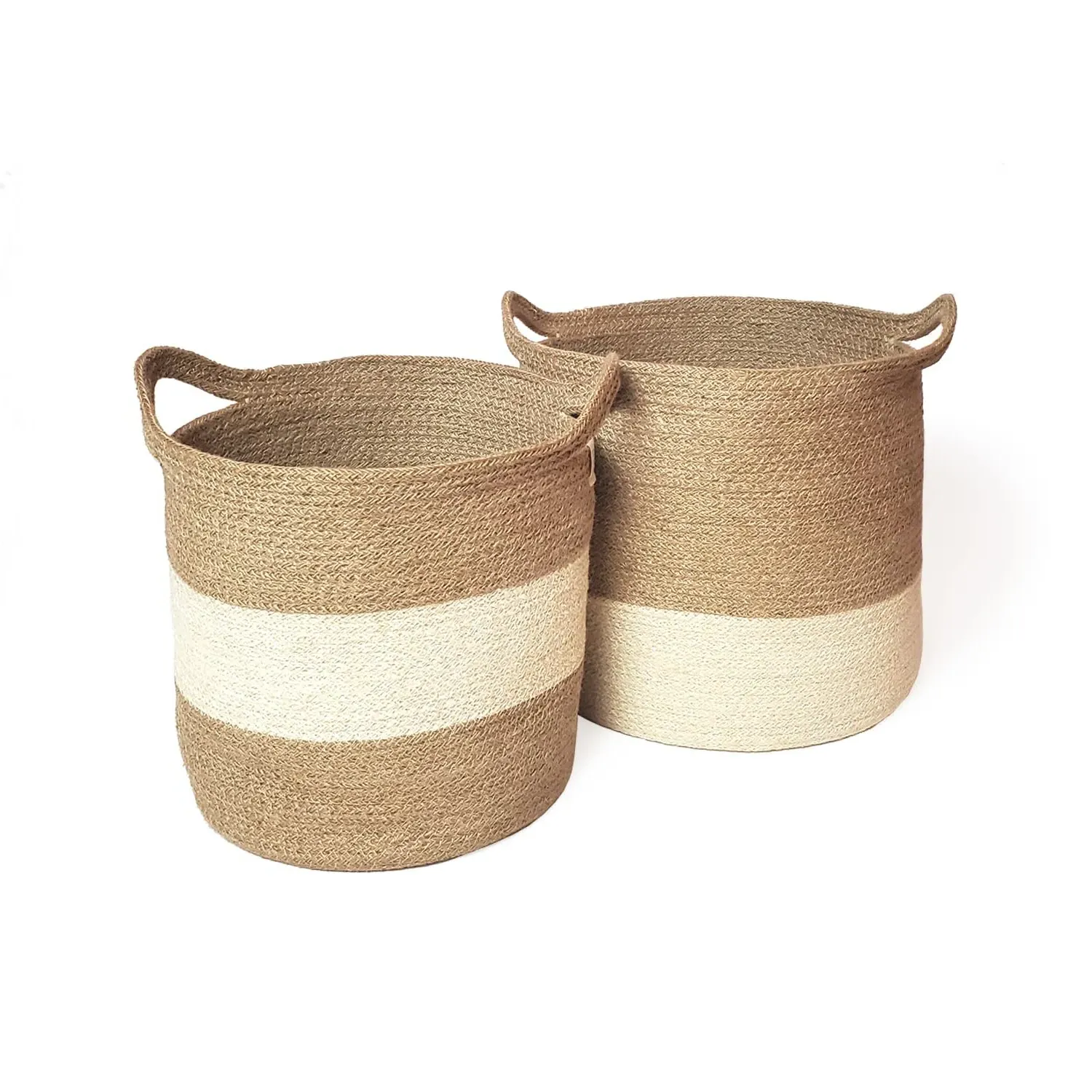 Agora Colorblock Basket Set of 2 - White, Jute