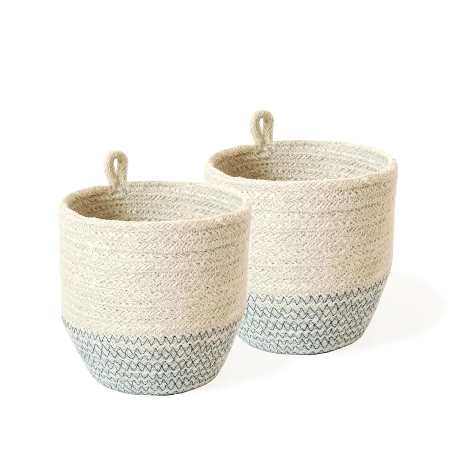 Amari Loop Storage Bin Set of 2 - Blue, Jute image